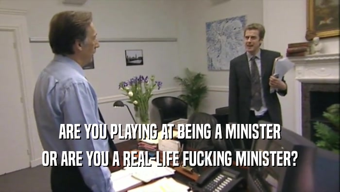ARE YOU PLAYING AT BEING A MINISTER OR ARE YOU A REAL-LIFE FUCKING MINISTER? 