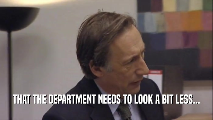 THAT THE DEPARTMENT NEEDS TO LOOK A BIT LESS...  
