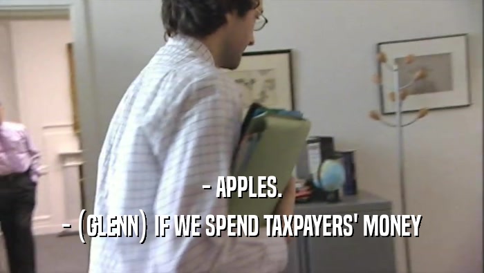 - APPLES. - (GLENN) IF WE SPEND TAXPAYERS' MONEY 