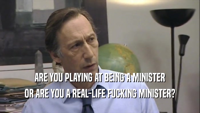 ARE YOU PLAYING AT BEING A MINISTER OR ARE YOU A REAL-LIFE FUCKING MINISTER? 