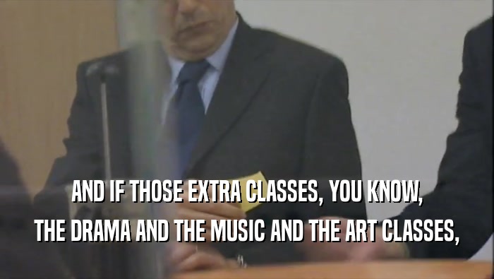 AND IF THOSE EXTRA CLASSES, YOU KNOW, THE DRAMA AND THE MUSIC AND THE ART CLASSES, 