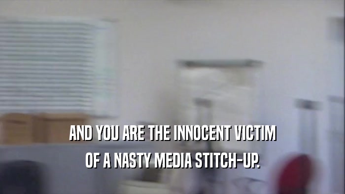 AND YOU ARE THE INNOCENT VICTIM OF A NASTY MEDIA STITCH-UP. 