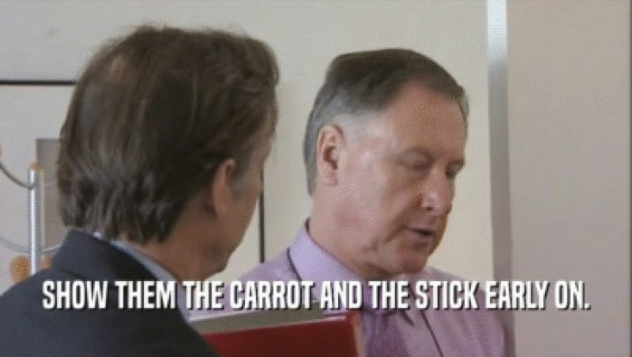 SHOW THEM THE CARROT AND THE STICK EARLY ON.  