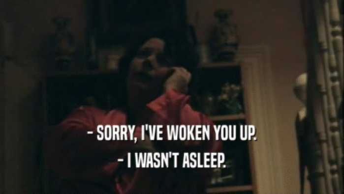 - SORRY, I'VE WOKEN YOU UP. - I WASN'T ASLEEP. 