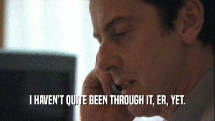 I HAVEN'T QUITE BEEN THROUGH IT, ER, YET.  