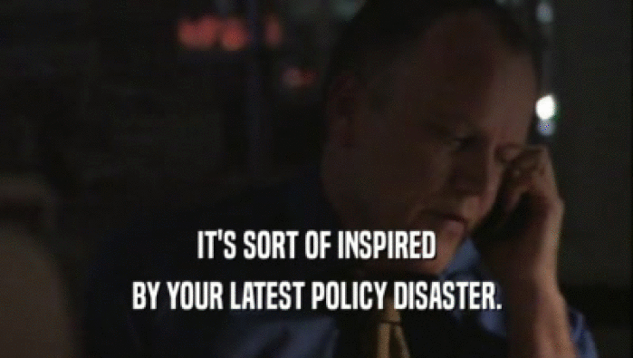 IT'S SORT OF INSPIRED BY YOUR LATEST POLICY DISASTER. 