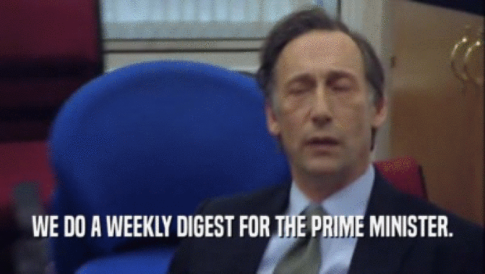 WE DO A WEEKLY DIGEST FOR THE PRIME MINISTER.
  