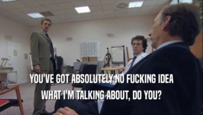YOU'VE GOT ABSOLUTELY NO FUCKING IDEA WHAT I'M TALKING ABOUT, DO YOU? 