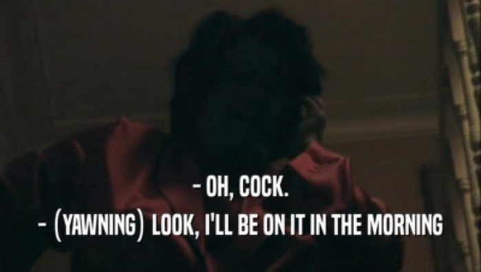 - OH, COCK. - (YAWNING) LOOK, I'LL BE ON IT IN THE MORNING 