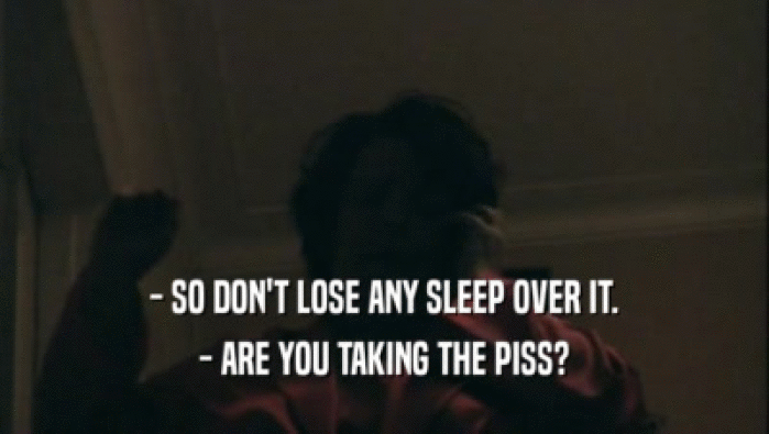 - SO DON'T LOSE ANY SLEEP OVER IT. - ARE YOU TAKING THE PISS? 