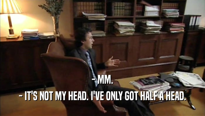 - MM. - IT'S NOT MY HEAD. I'VE ONLY GOT HALF A HEAD. 