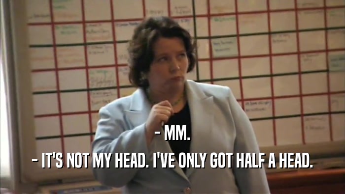 - MM. - IT'S NOT MY HEAD. I'VE ONLY GOT HALF A HEAD. 