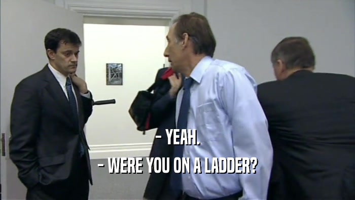 - YEAH. - WERE YOU ON A LADDER? 