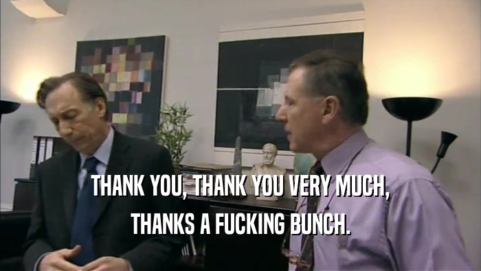 THANK YOU, THANK YOU VERY MUCH, THANKS A FUCKING BUNCH. 