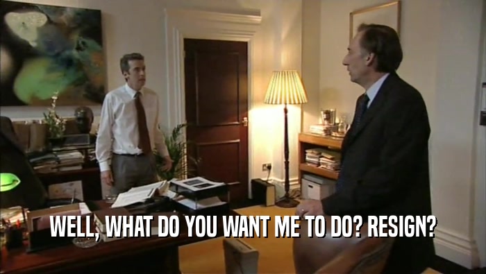 WELL, WHAT DO YOU WANT ME TO DO? RESIGN?  