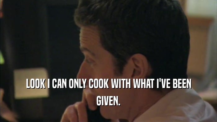 LOOK I CAN ONLY COOK WITH WHAT I'VE BEEN GIVEN. 