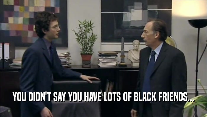 YOU DIDN'T SAY YOU HAVE LOTS OF BLACK FRIENDS...  