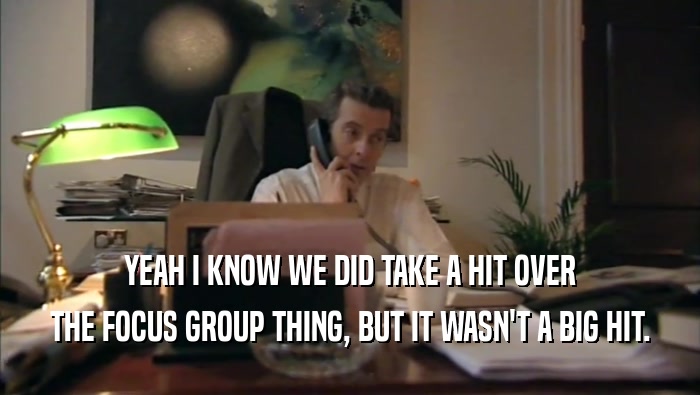 YEAH I KNOW WE DID TAKE A HIT OVER THE FOCUS GROUP THING, BUT IT WASN'T A BIG HIT. 