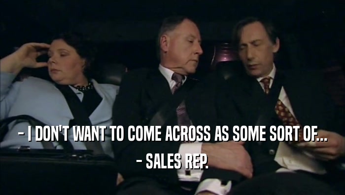 - I DON'T WANT TO COME ACROSS AS SOME SORT OF... - SALES REP. 