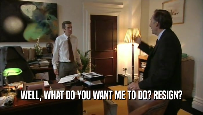 WELL, WHAT DO YOU WANT ME TO DO? RESIGN?  