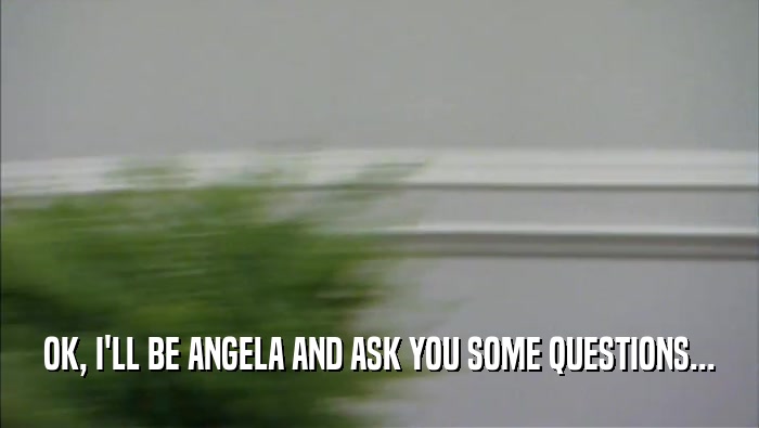 OK, I'LL BE ANGELA AND ASK YOU SOME QUESTIONS...  