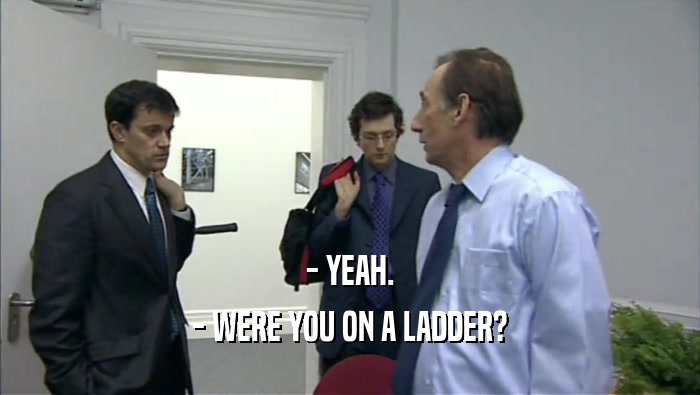 - YEAH. - WERE YOU ON A LADDER? 