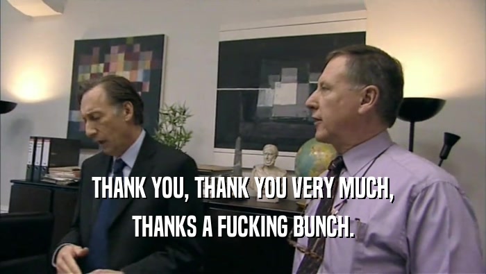 THANK YOU, THANK YOU VERY MUCH, THANKS A FUCKING BUNCH. 