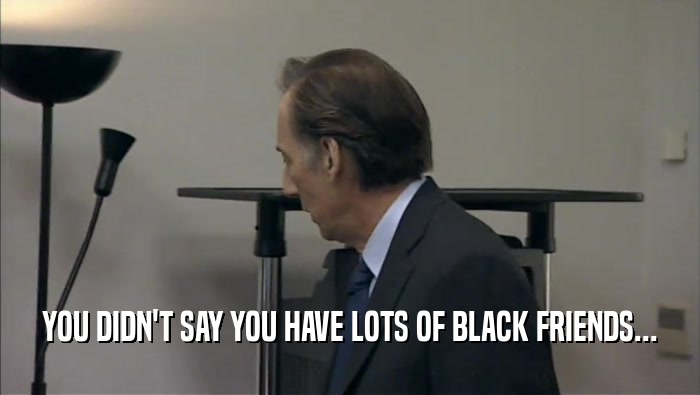 YOU DIDN'T SAY YOU HAVE LOTS OF BLACK FRIENDS...  