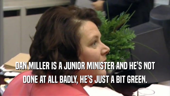 DAN MILLER IS A JUNIOR MINISTER AND HE'S NOT DONE AT ALL BADLY, HE'S JUST A BIT GREEN. 