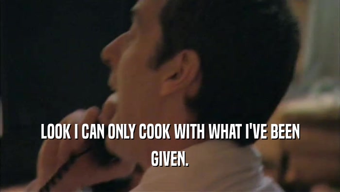 LOOK I CAN ONLY COOK WITH WHAT I'VE BEEN GIVEN. 