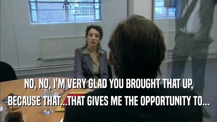 NO, NO, I'M VERY GLAD YOU BROUGHT THAT UP, BECAUSE THAT...THAT GIVES ME THE OPPORTUNITY TO... 