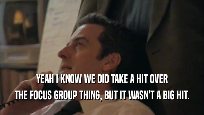 YEAH I KNOW WE DID TAKE A HIT OVER THE FOCUS GROUP THING, BUT IT WASN'T A BIG HIT. 