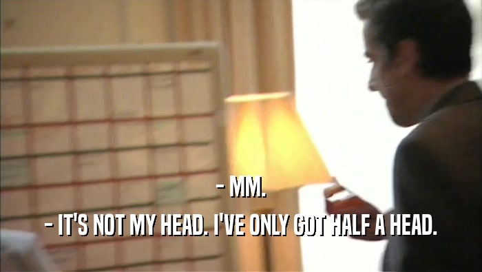 - MM. - IT'S NOT MY HEAD. I'VE ONLY GOT HALF A HEAD. 