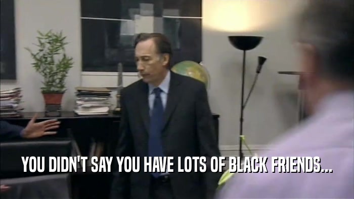 YOU DIDN'T SAY YOU HAVE LOTS OF BLACK FRIENDS...  