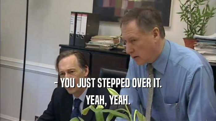 - YOU JUST STEPPED OVER IT. YEAH, YEAH. 
