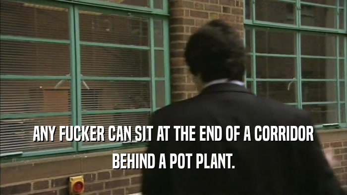 ANY FUCKER CAN SIT AT THE END OF A CORRIDOR BEHIND A POT PLANT. 