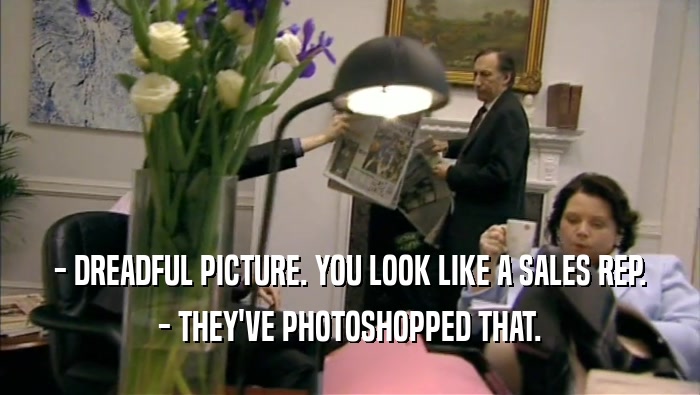 - DREADFUL PICTURE. YOU LOOK LIKE A SALES REP. - THEY'VE PHOTOSHOPPED THAT. 