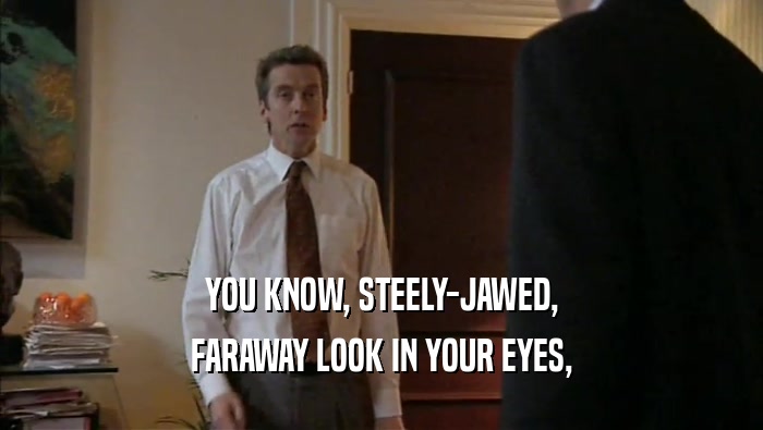 YOU KNOW, STEELY-JAWED, FARAWAY LOOK IN YOUR EYES, 