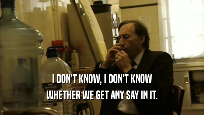 I DON'T KNOW, I DON'T KNOW WHETHER WE GET ANY SAY IN IT. 