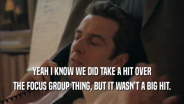 YEAH I KNOW WE DID TAKE A HIT OVER THE FOCUS GROUP THING, BUT IT WASN'T A BIG HIT. 