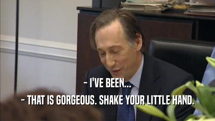 - I'VE BEEN... - THAT IS GORGEOUS. SHAKE YOUR LITTLE HAND. 
