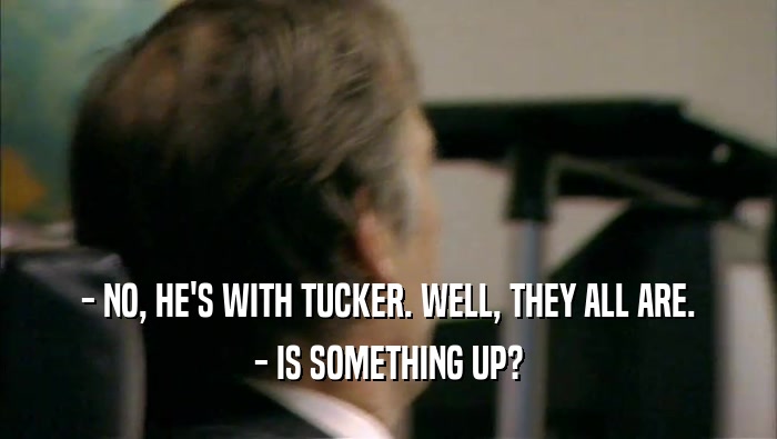 - NO, HE'S WITH TUCKER. WELL, THEY ALL ARE. - IS SOMETHING UP? 