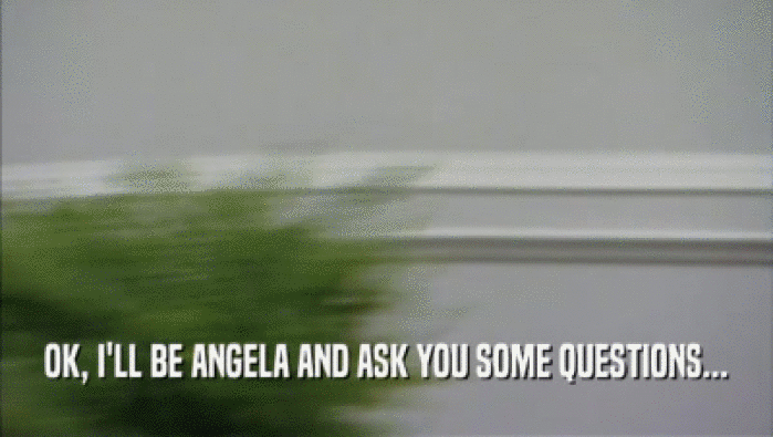 OK, I'LL BE ANGELA AND ASK YOU SOME QUESTIONS...  
