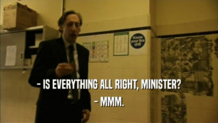 - IS EVERYTHING ALL RIGHT, MINISTER? - MMM. 