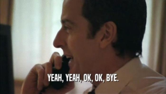 YEAH, YEAH, OK, OK, BYE.  