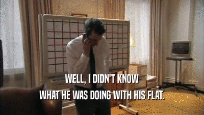 WELL, I DIDN'T KNOW WHAT HE WAS DOING WITH HIS FLAT. 