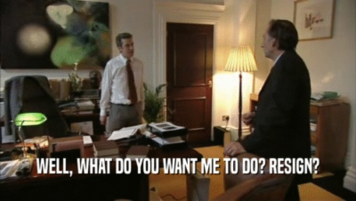 WELL, WHAT DO YOU WANT ME TO DO? RESIGN?  