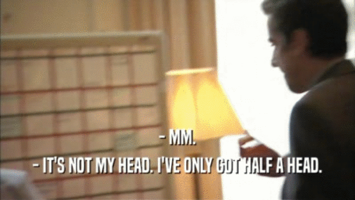 - MM. - IT'S NOT MY HEAD. I'VE ONLY GOT HALF A HEAD. 