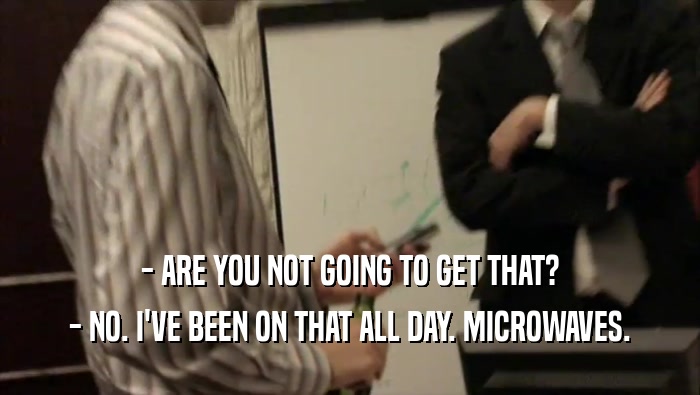 - ARE YOU NOT GOING TO GET THAT? - NO. I'VE BEEN ON THAT ALL DAY. MICROWAVES. 