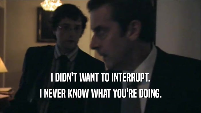 I DIDN'T WANT TO INTERRUPT. I NEVER KNOW WHAT YOU'RE DOING. 
